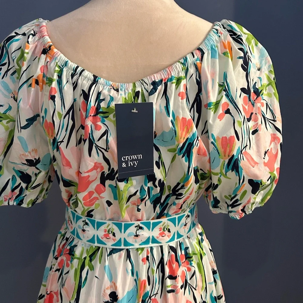 Crown & Ivy Multicolor Floral Maxi Dress Size Large - Picture 4 of 7